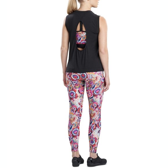 Josie Natori Women High Low Sleeveless Keyhole Knit Muscle Tank Top Medium Black - Picture 7 of 7